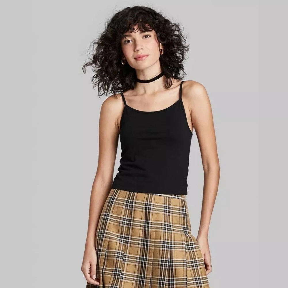 Women’s Wild Fable Black Slight Cropped Tank Top Small